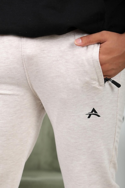 Erkek Düz Paça Eşofman Krem 6