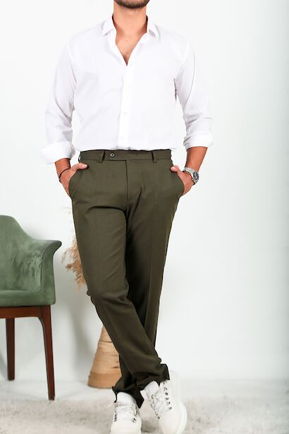 Erkek Kumaş Pantolon  Haki 6
