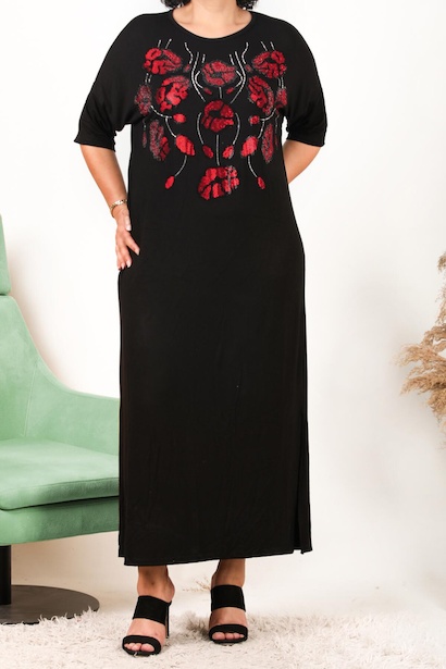 Büyük Beden Taşlı Elbise