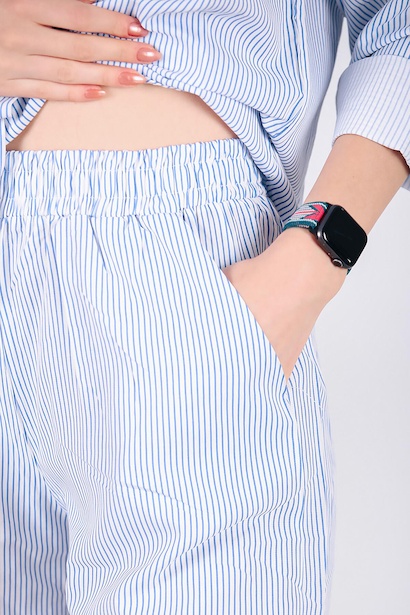 Kadın Uzun Kollu Şortlu Takım Mavi 9