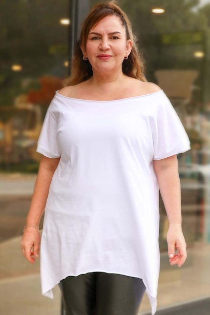 Büyük Beden Asimetrik T-shirt