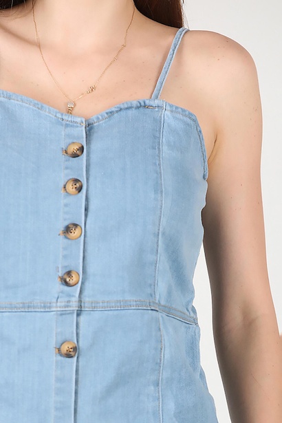 Kadın Düğmeli Kot Elbise Kot Kot 6