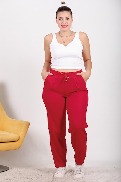 Büyük Beden Paça Pileli Pantolon