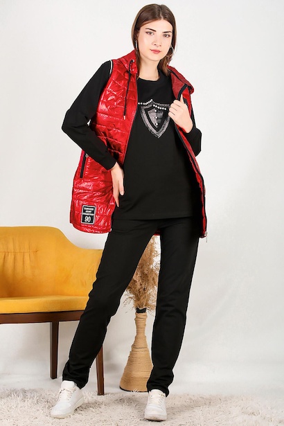 Kadın Üçlü Yelekli Eşofman Takımı