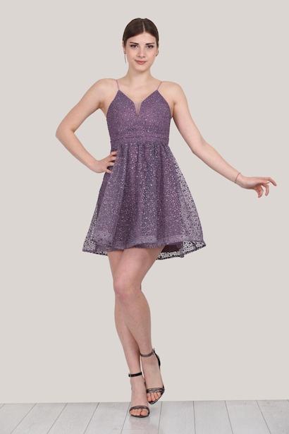 Kadın Kısa Simli Abiye Elbise