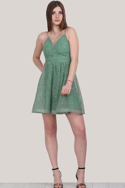 Kadın Kısa Simli Abiye Elbise