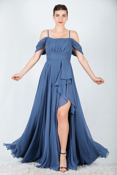 Kadın Şifon Uzun Abiye Elbise