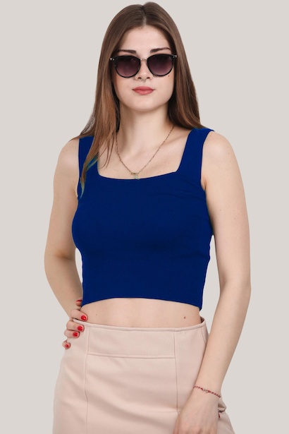 Kadın Kısa Bluz Saks