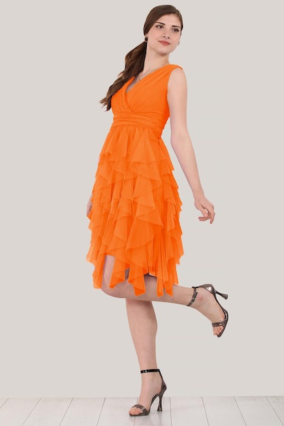 Kadın Kısa Tül Abiye Elbise