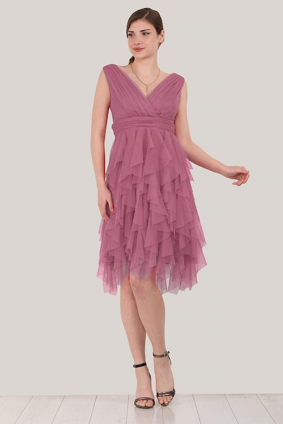 Kadın Kısa Tül Abiye Elbise