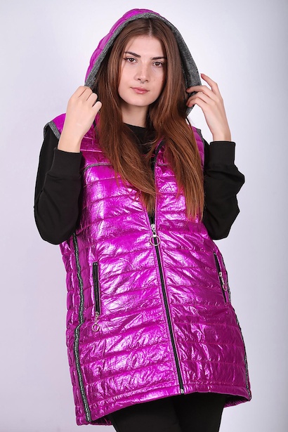 Kadın Parlak Uzun Yelek