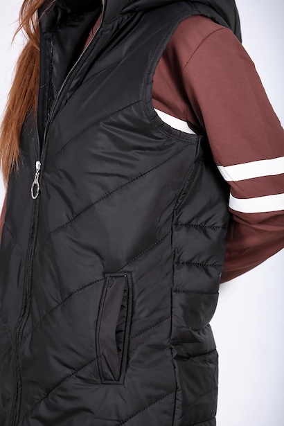 Kadın Uzun Yelek Siyah 9