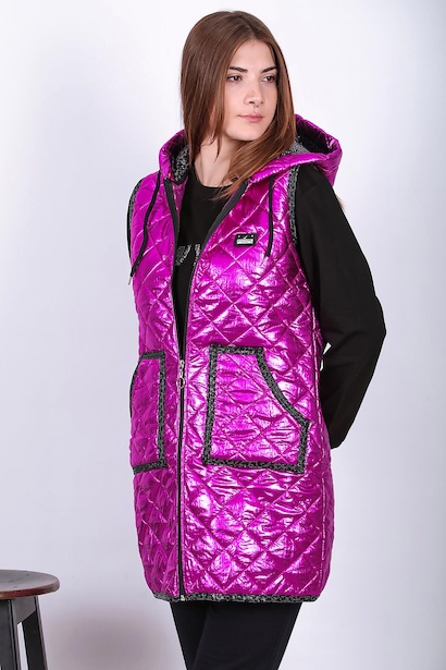 Kadın Parlak Uzun Yelek