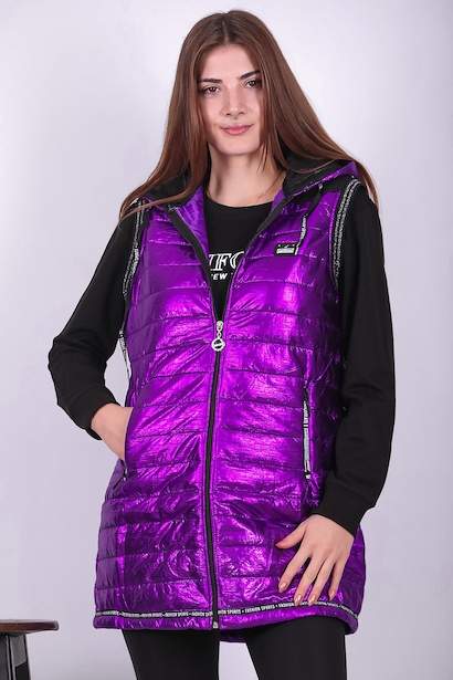 Kadın Parlak Uzun Yelek