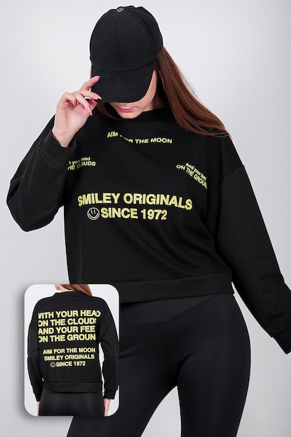 Kadın Ön Ve Arka Baskılı Sweat