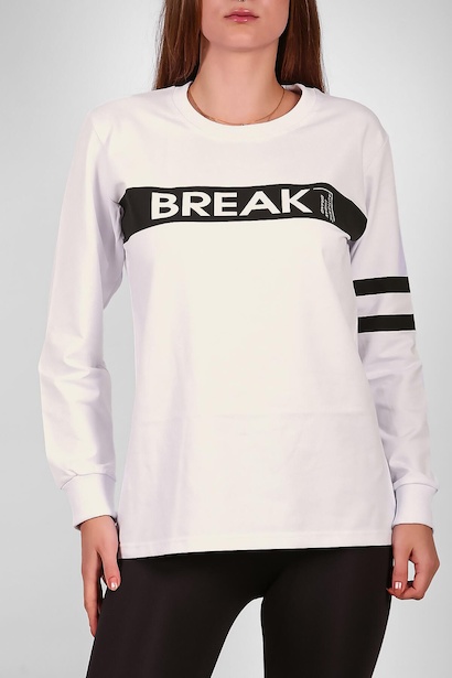 Kadın Bisiklet Yaka Sweat Ekru 6