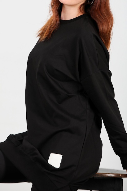 Kadın İki İplik Sıfır Yaka Armalı Tunik