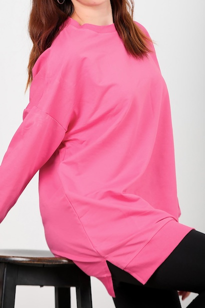 Kadın İki İplik Sıfır Yaka Armalı Tunik