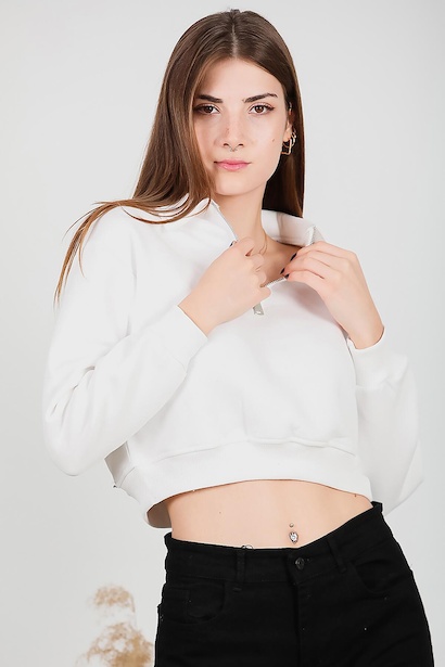 Kadın Yarım Fermuarlı Kadın Sweat