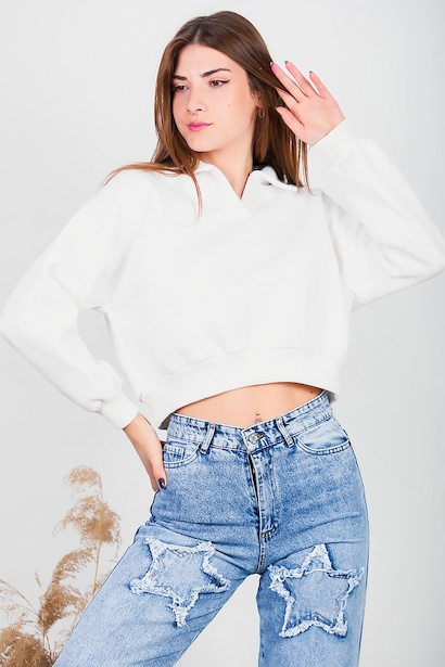 Kadın Üç İplik Kısa Sweat