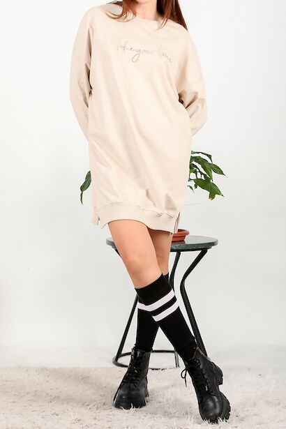 Kadın İki İplik Baskılı Tunik Elbise 