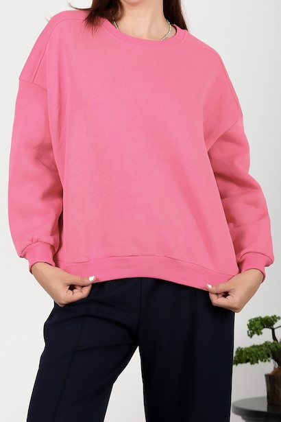Kadın Üç İplik Sıfır Yaka Sweat