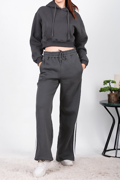 Kadın Üç İplik Biyeli Bol Paça Pantolon