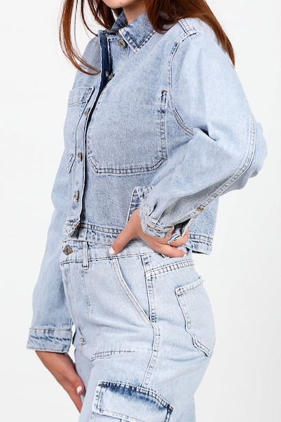 Kadın Ters Cep Kısa Kot Ceket Kot 6