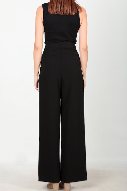 Kadın Biyeli Bol Paça Yan Şeritli Pantolon Siyah Siyah 6