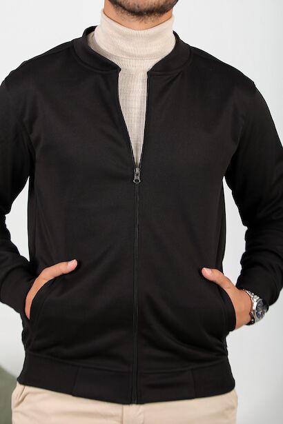 Erkek Fermuarlı Kolej Ceket  Siyah 6