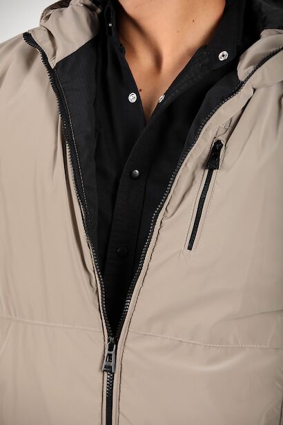 Erkek Kapşonlu Mont  Vizon 6