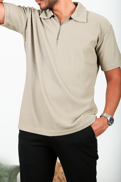 Erkek Polo Yaka T-shırt Bej 6