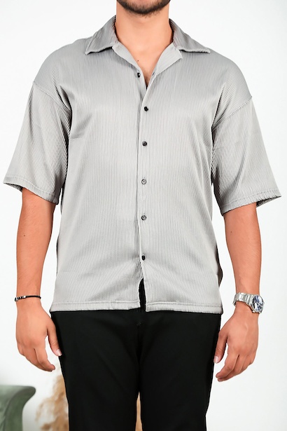 Erkek Fitilli Gömlek Gri 6