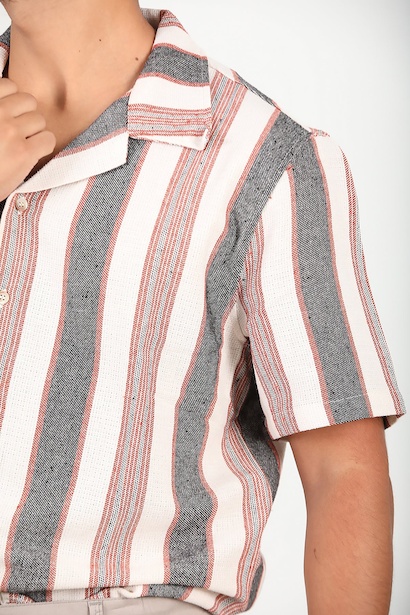 Erkek Çizgili Gömlek Kiremit 6