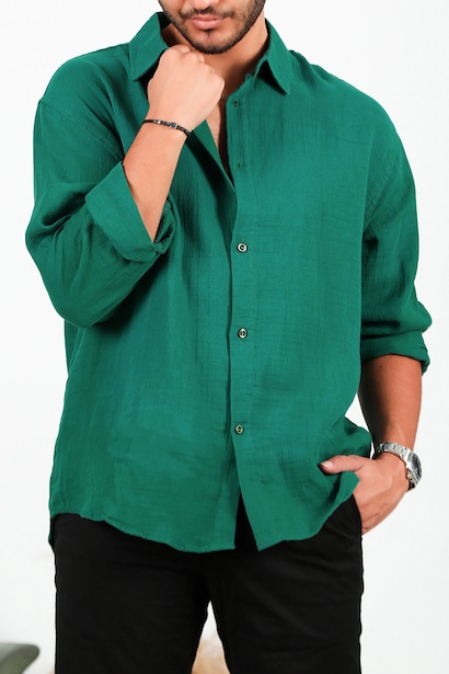 Erkek Uzun Kol Keten Gömlek