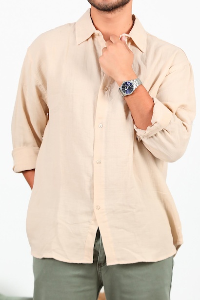 Erkek Uzun Kol Keten Gömlek