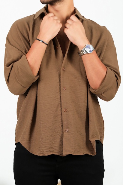 Erkek Uzun Kol Keten Gömlek