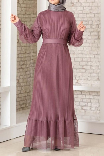 Kadın Pilise Detaylı Tül Abiye