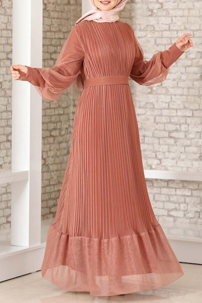 Kadın Pilise Detaylı Tül Abiye