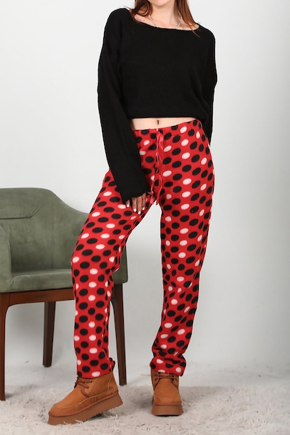 Kadın Polar Pijama Koyu Kırmızı