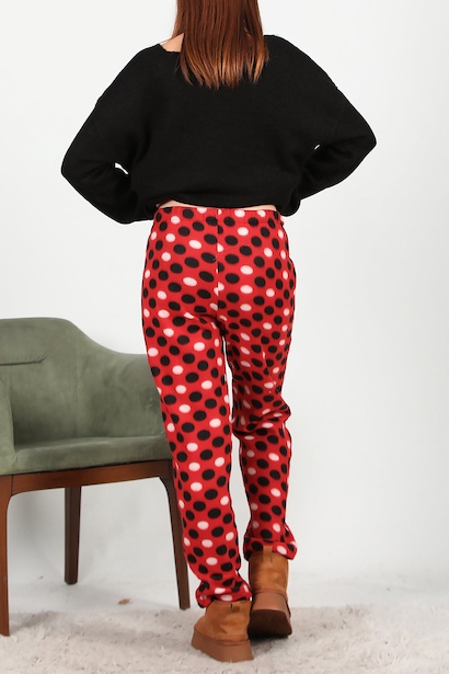 Kadın Polar Pijama Koyu Kırmızı 6