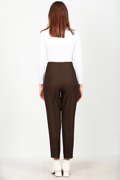 Kadın Yüksek Bel Bilek Boy  Kahverengi Kahverengi 6