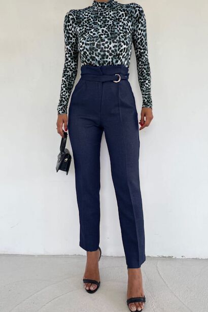 Kadın Kendinden Kemerli Pantolon 