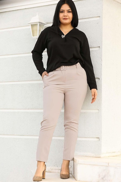 Büyük Beden Kemerli Pantolon