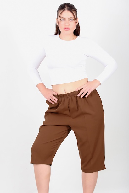 Büyük Beden Kapri Kahverengi