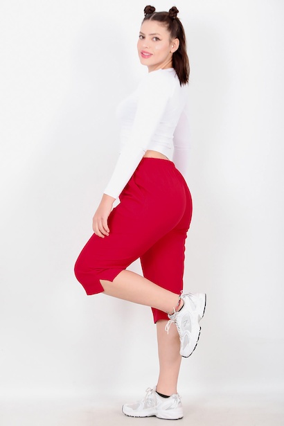 Büyük Beden Kapri Kırmızı