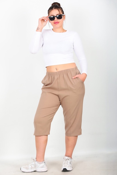 Büyük Beden Kapri Bej