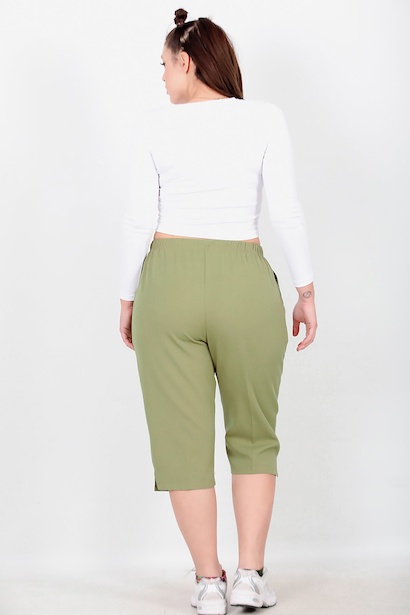 Büyük Beden Kapri Haki Haki 6