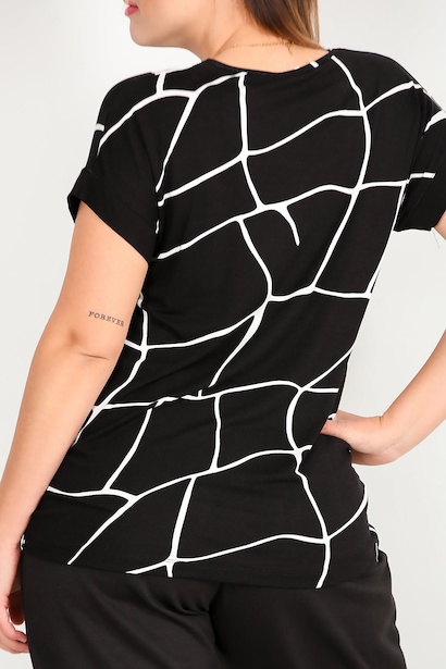 Büyük Beden Önü Fermuarlı Bluz Siyah Siyah 6