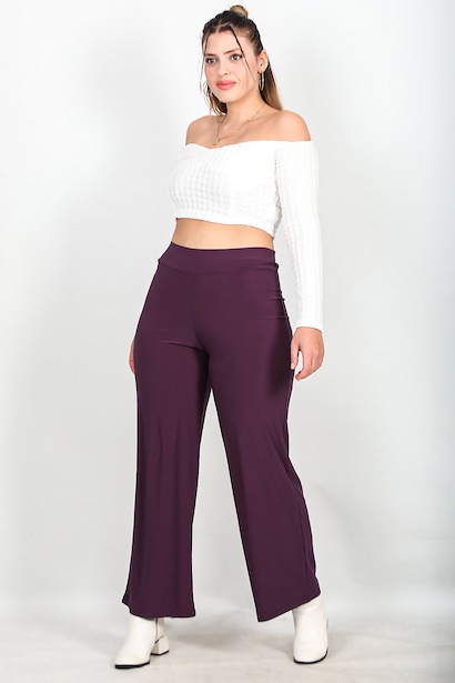 Büyük Beden Geniş Pantolon Mürdüm